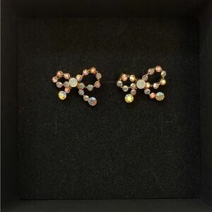 New Korean Delicate Opal Stone Ribbon bow Earrings MSRP:$55